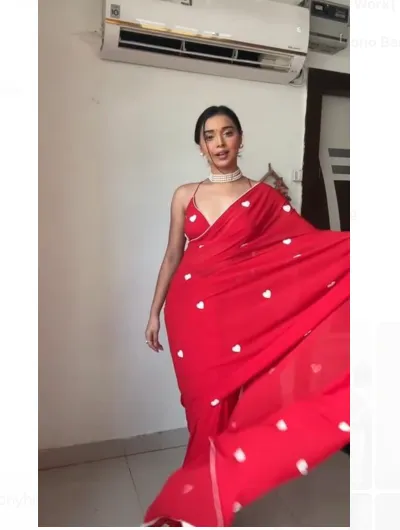 1 Min Ready to Wear Heart Design Stitched Saree