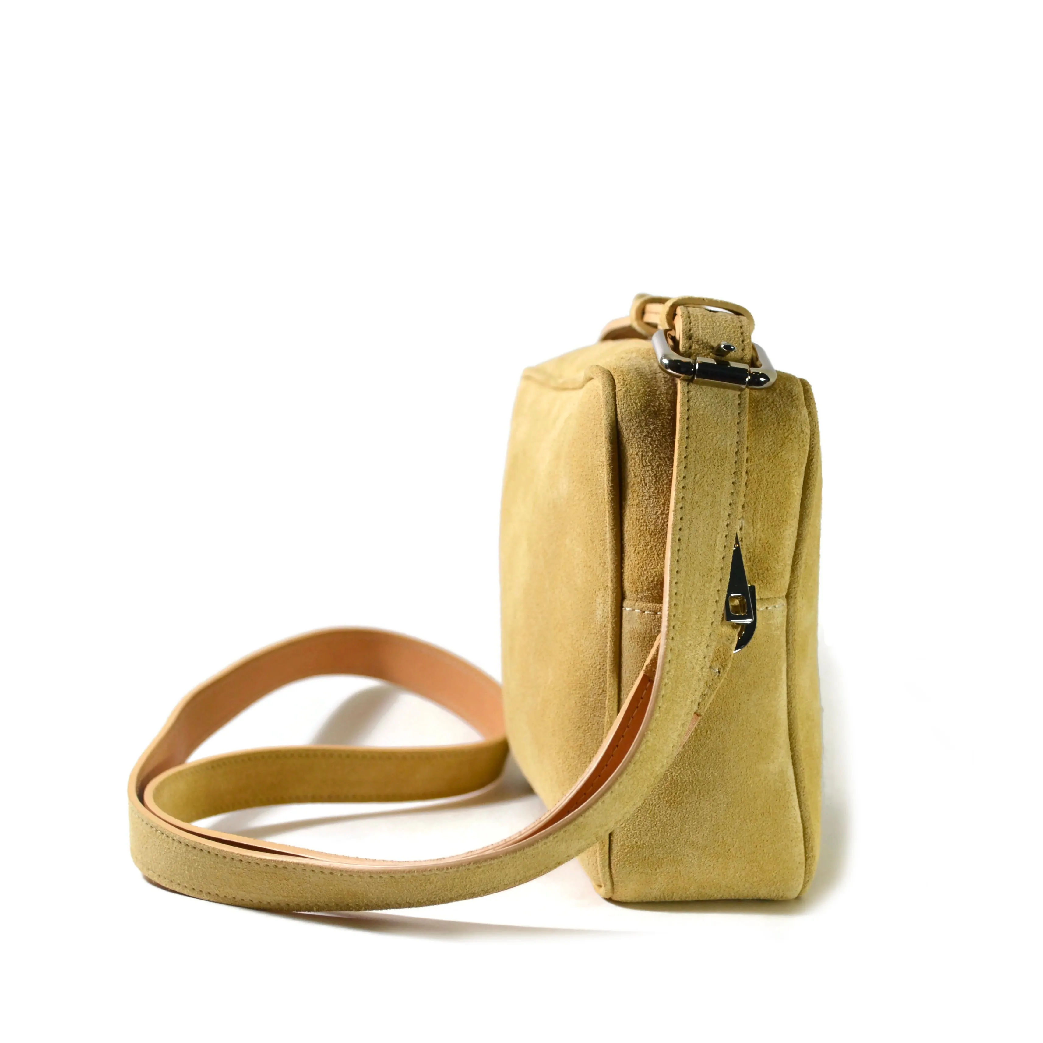 A & Furst - Medium Crossbody - Handbag, Saffron Beige Color Suede Leather