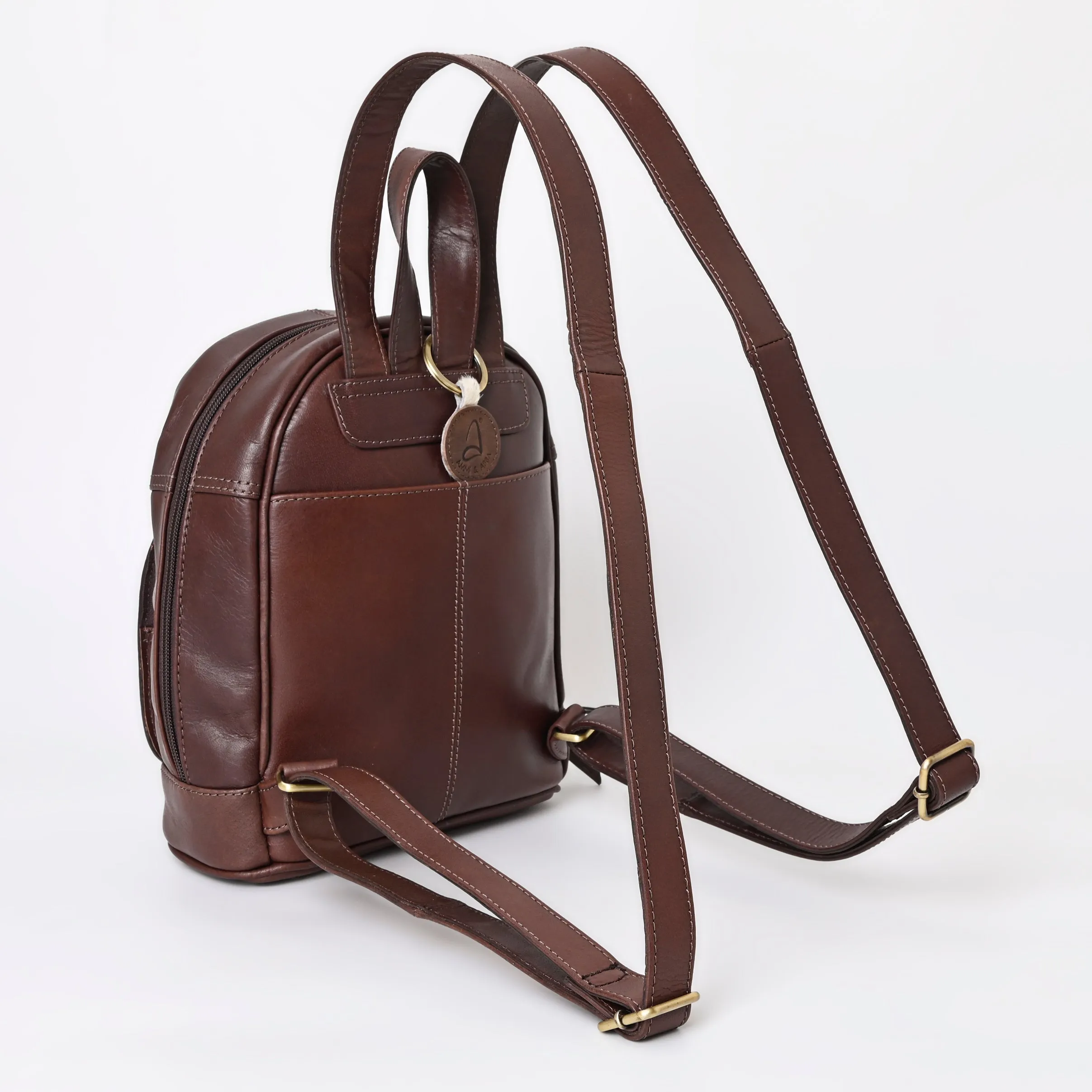 A&A-1048 Montana West Genuine Leather Collection Genuine Oily Calf Mini Backpack - Brown