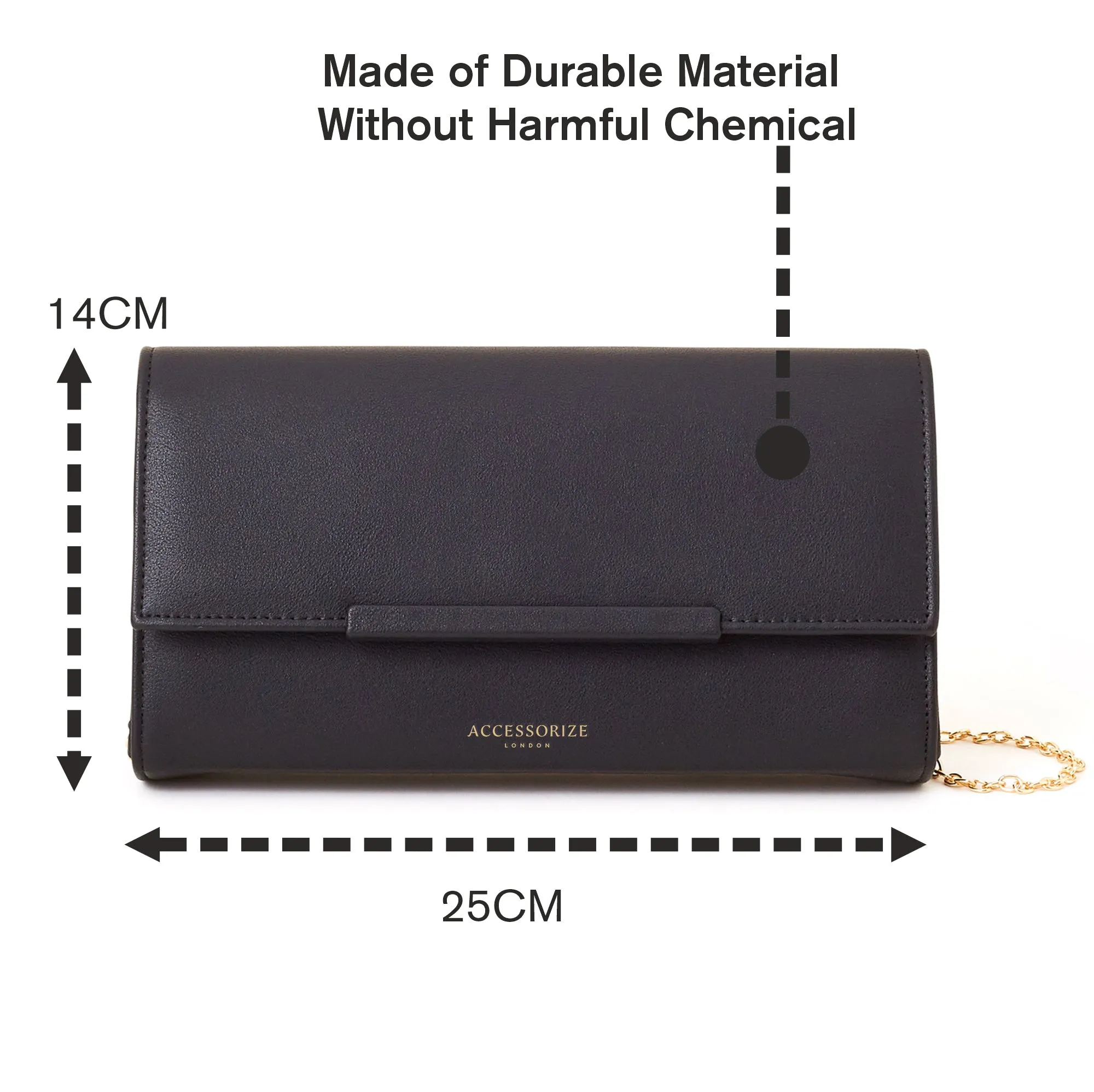 Accessorize London Women's Black Clean Bar Clutch Bag