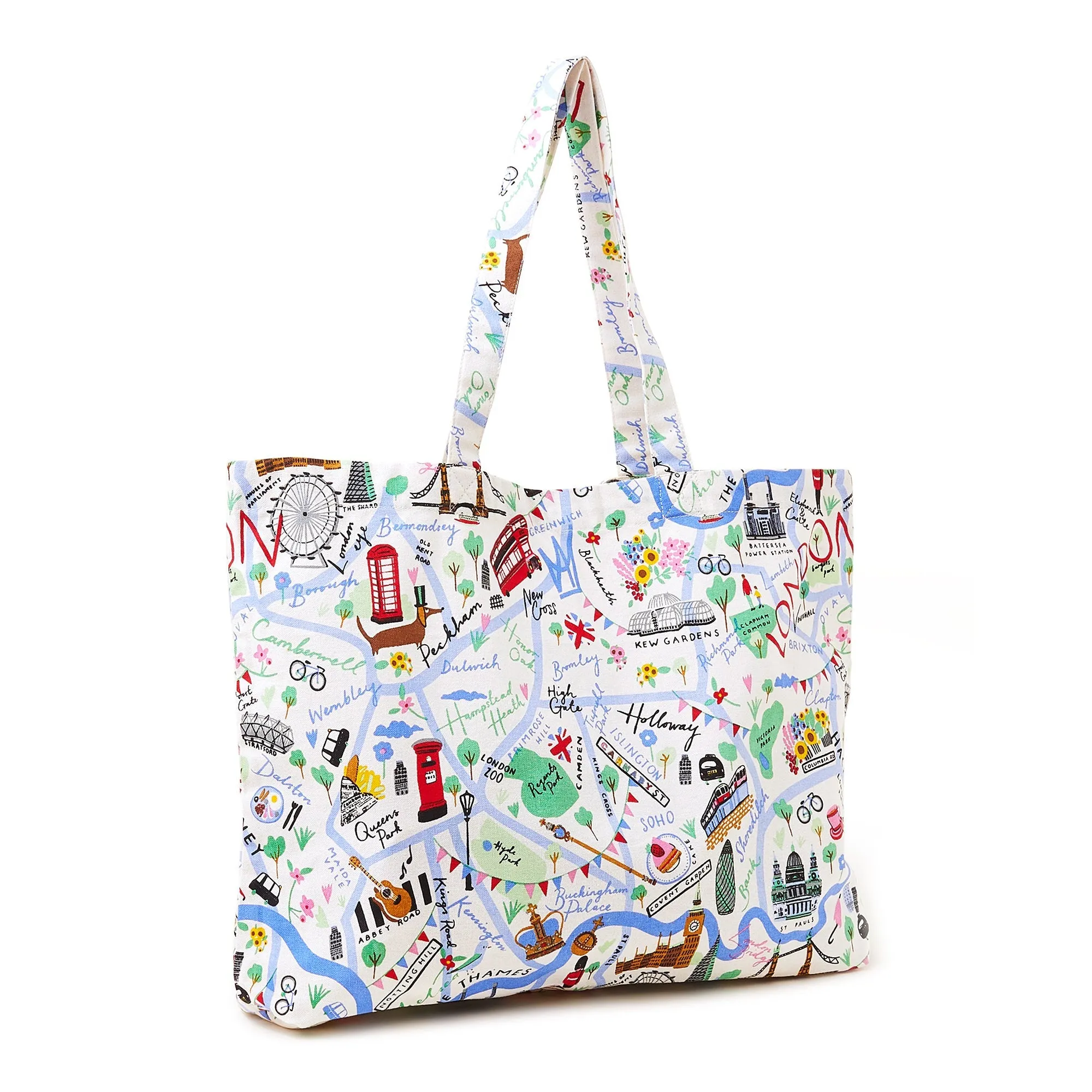 Accessorize London Women's Fabric White London Map Printed Shopper Bag