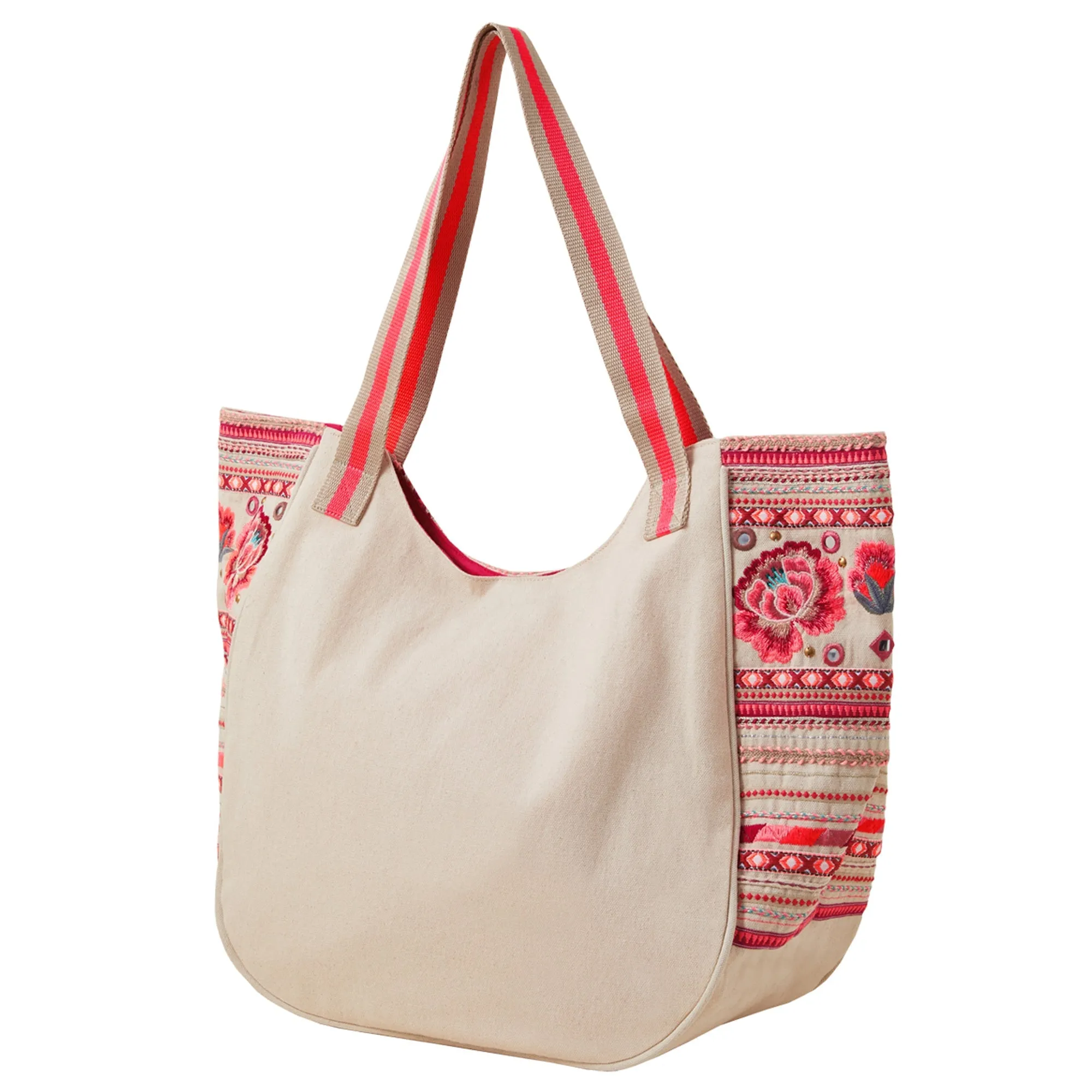 Accessorize London Women's Red Embroidered Floral Tote Bag