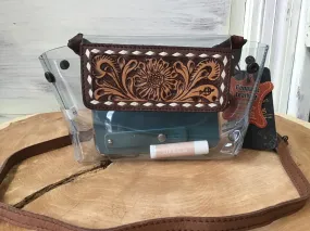 American Darling Hand Tooled Clear Stadium Crossbody Purse