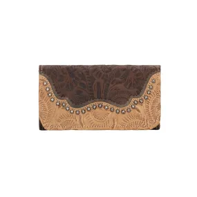 American West Saddle Ridge Chestnut Brown Leather Trifold Wallet