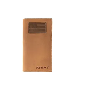 Ariat Men's Rodeo Style USA Flag Wallet - Medium Brown