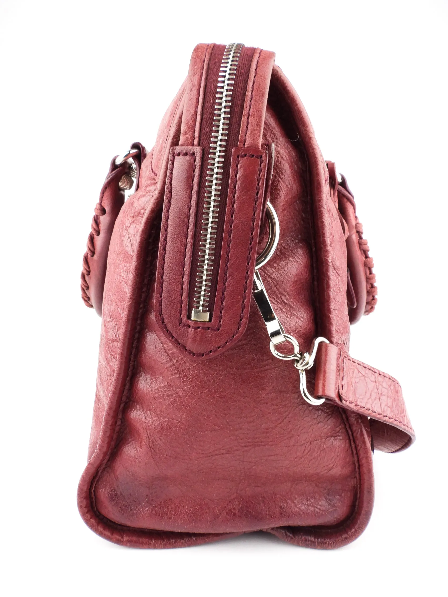 Balenciaga Red Lambskin Leather City Two Way Bag