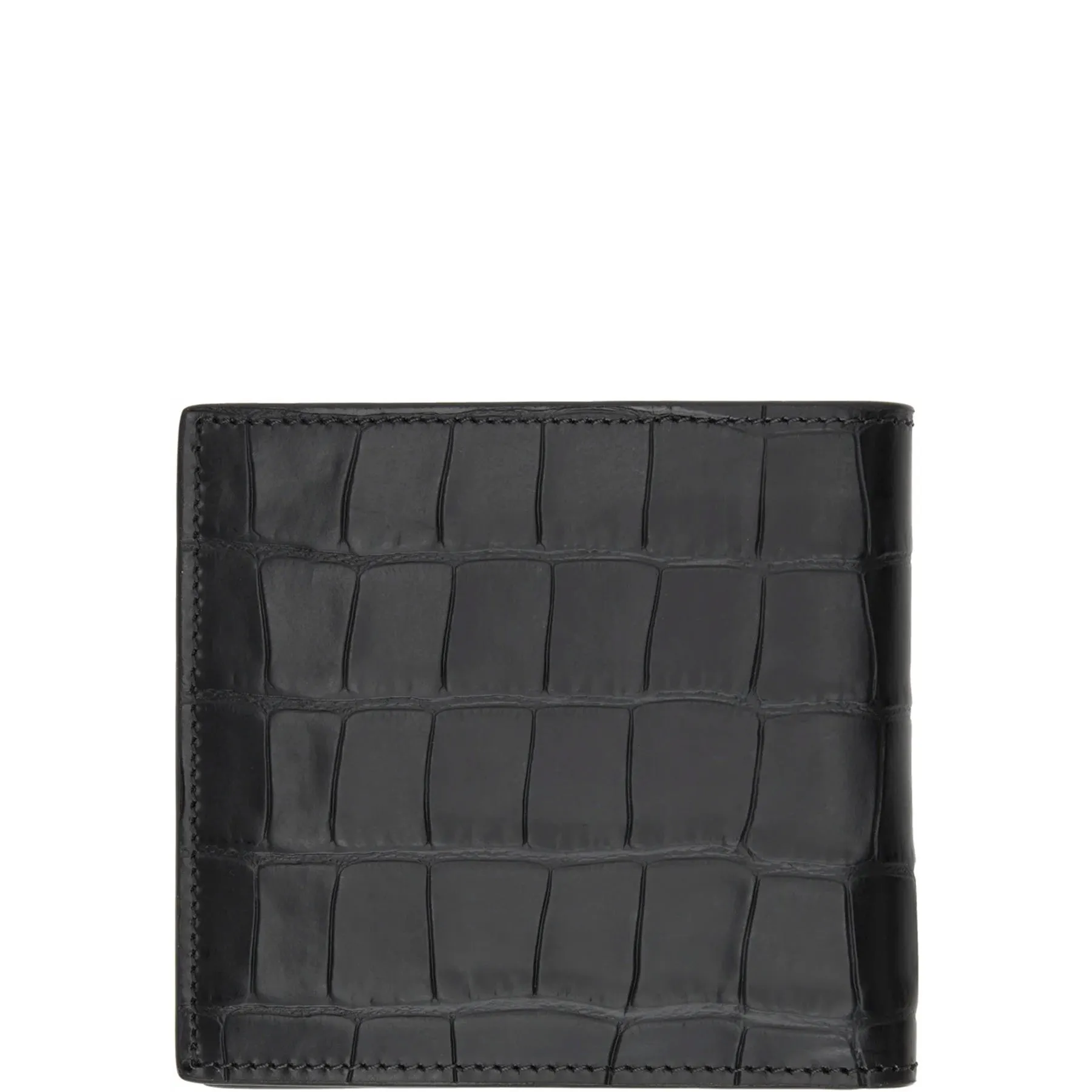 Bi Fold Croc Wallet with Coin Pocket, Black