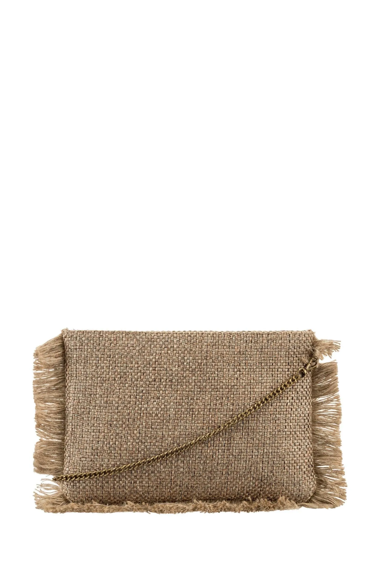 Black Embellished Shoulder / Clutch Jute Bag