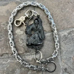 Black Grim Reaper Wallet Chain - Silver Daytona Road King - WC18RK