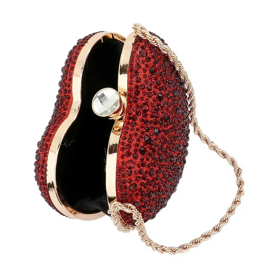 Bling Heart Evening Clutch Bag