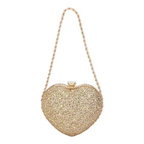 Bling Heart Evening Clutch Bag