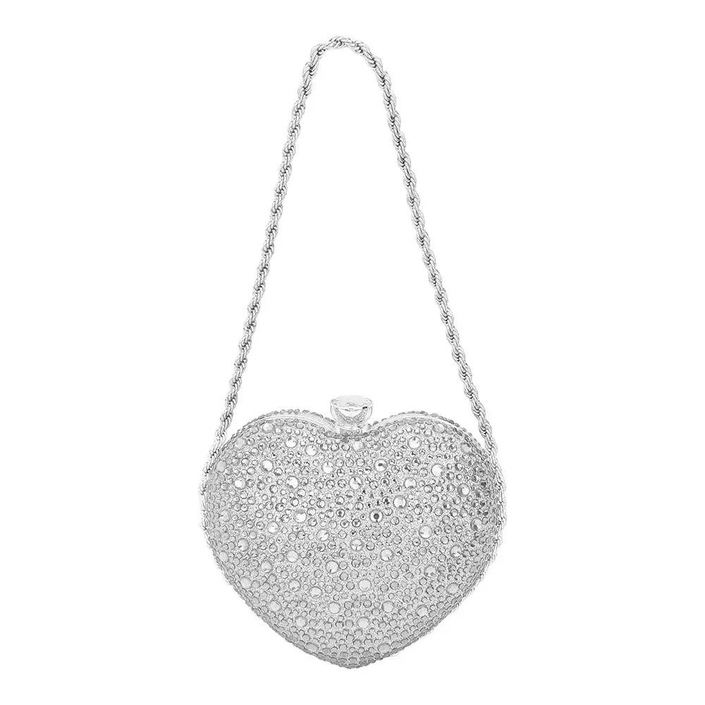 Bling Heart Evening Clutch Bag