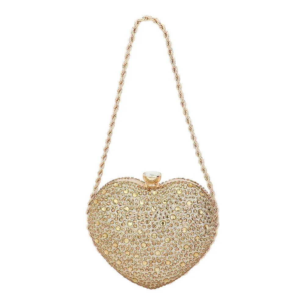 Bling Heart Evening Clutch Bag