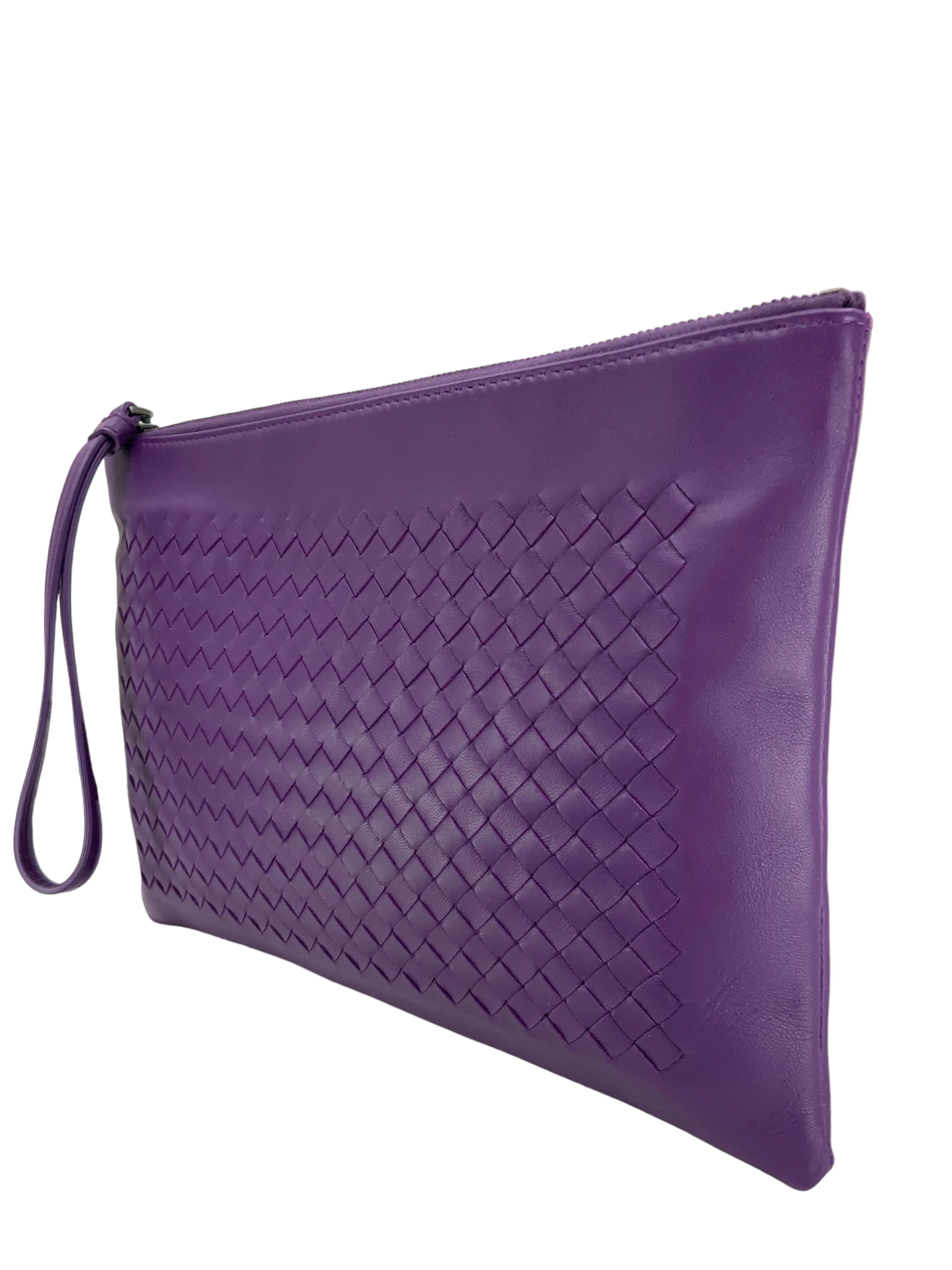 Bottega Veneta Intrecciato Lambskin Pouch Clutch Bag