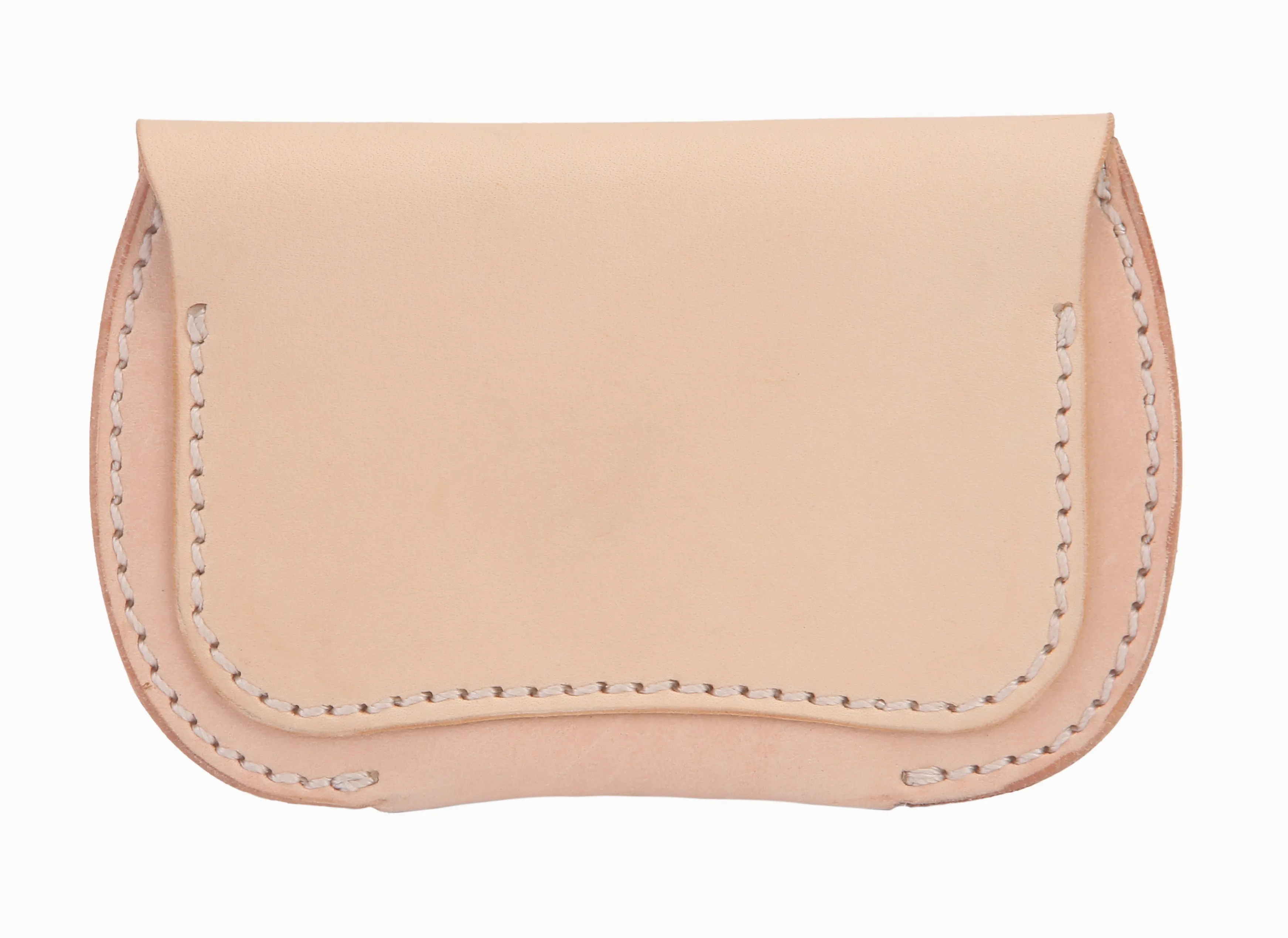 Button Coin Leather Wallet - Beige