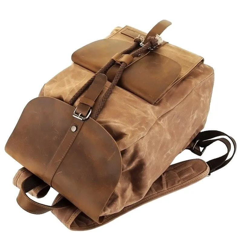 Canvas Leather Waterproof Multifunctional 20 to 35 Litre Backpack