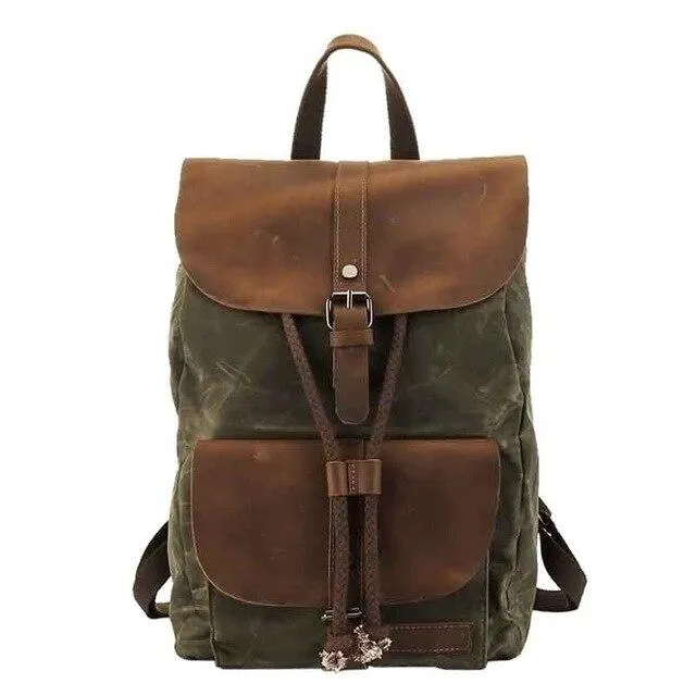 Canvas Leather Waterproof Multifunctional 20 to 35 Litre Backpack