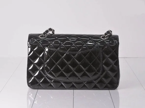 CHANEL W Flap Patent Chain Shoulder SV Metallic Parts