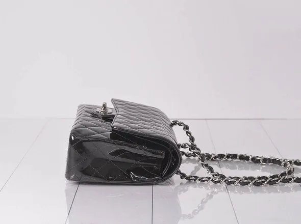 CHANEL W Flap Patent Chain Shoulder SV Metallic Parts