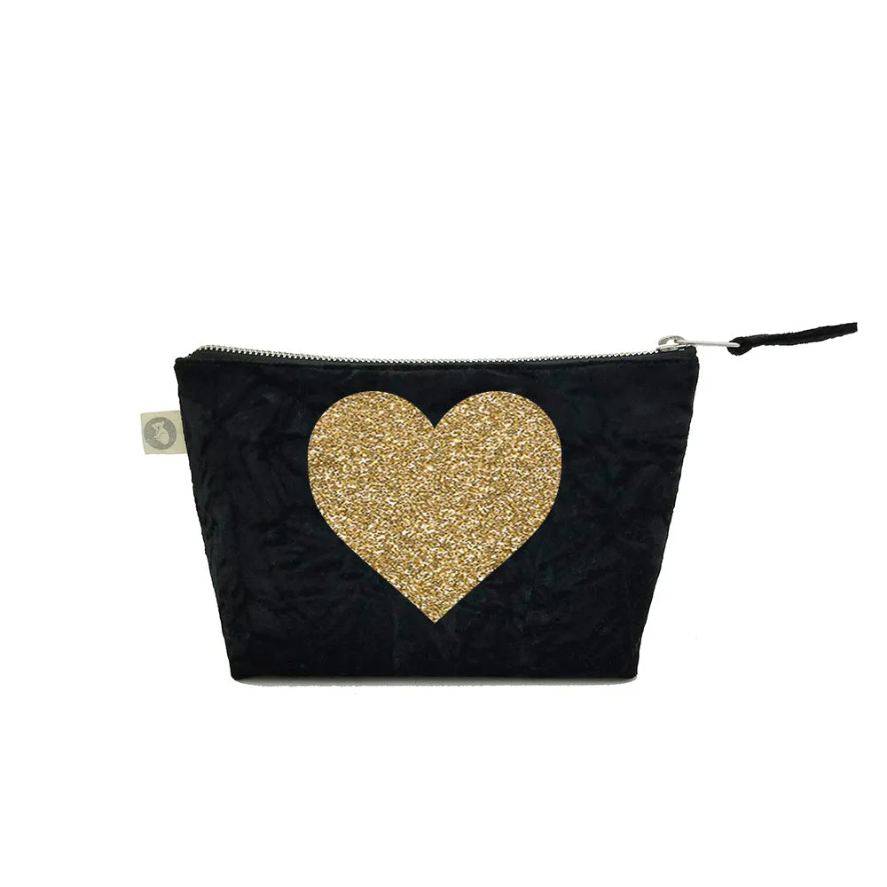 Crushed Velvet Embellished Makeup Bag