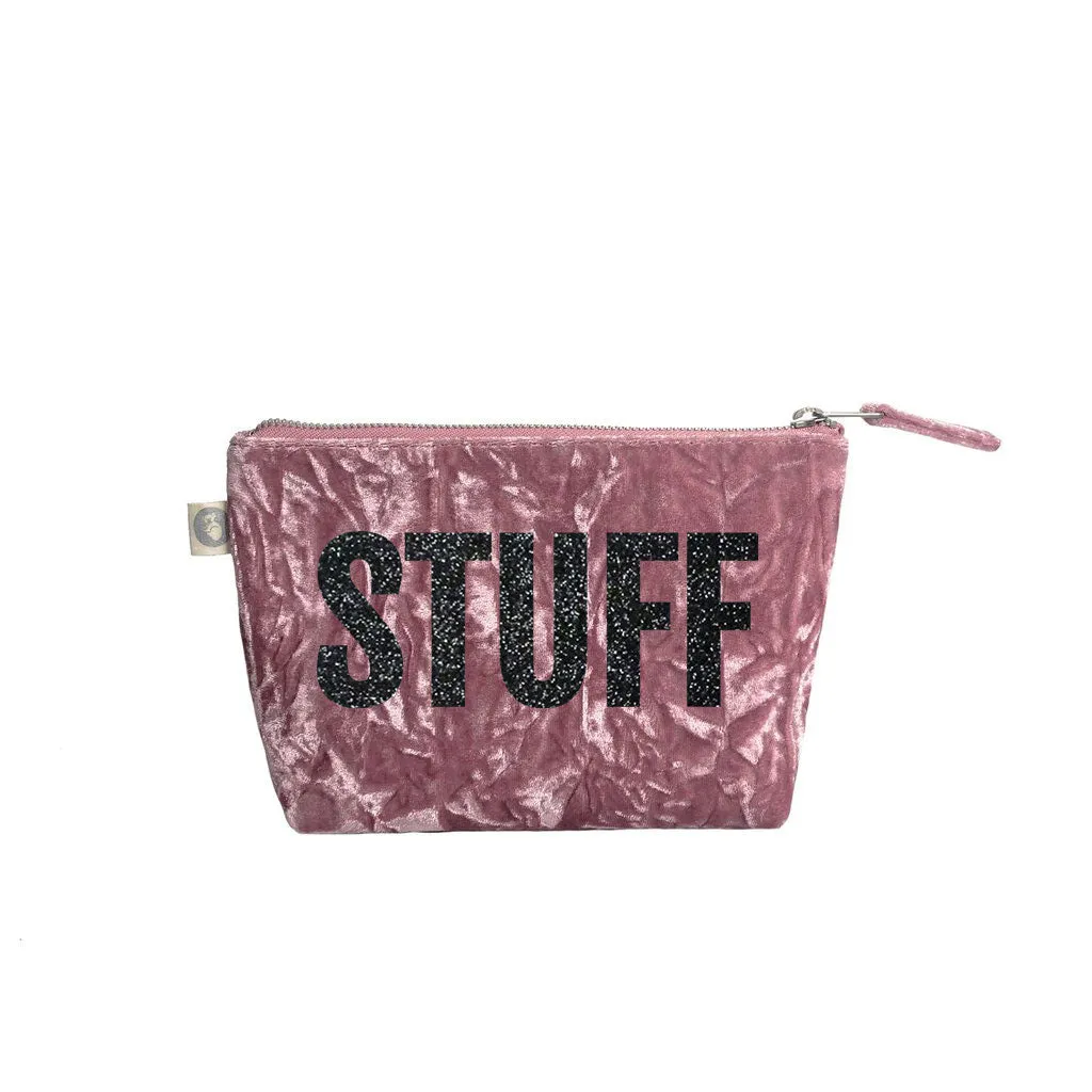 Crushed Velvet Embellished Makeup Bag