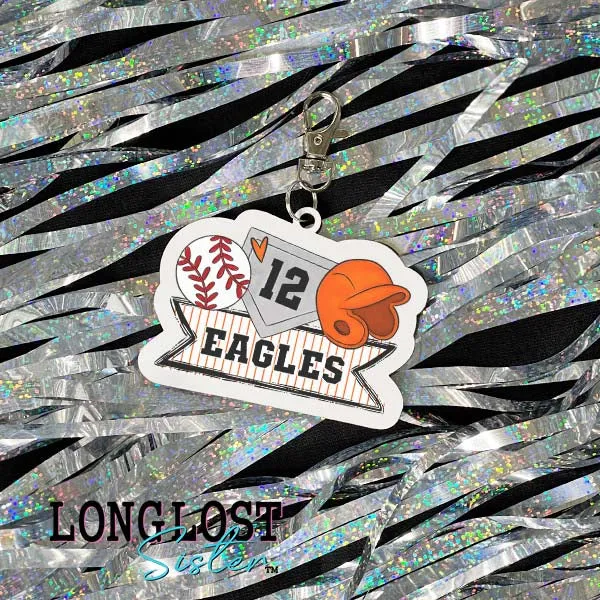 Custom Baseball Trio Keychain Bag Tag