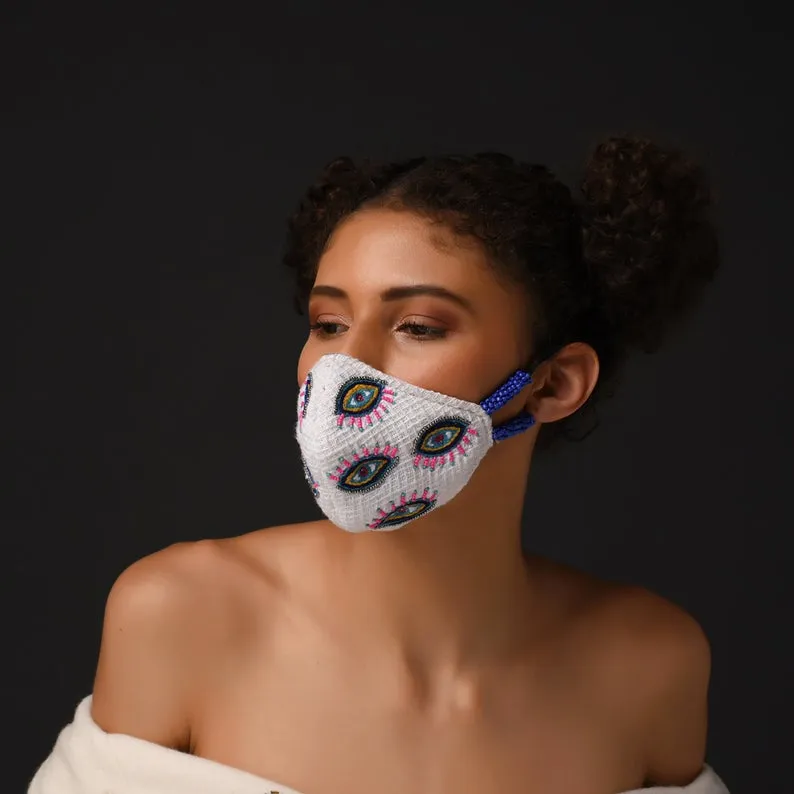 Evil Eye Embroidered Mask