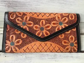 Floral Tooled Leather Wallet