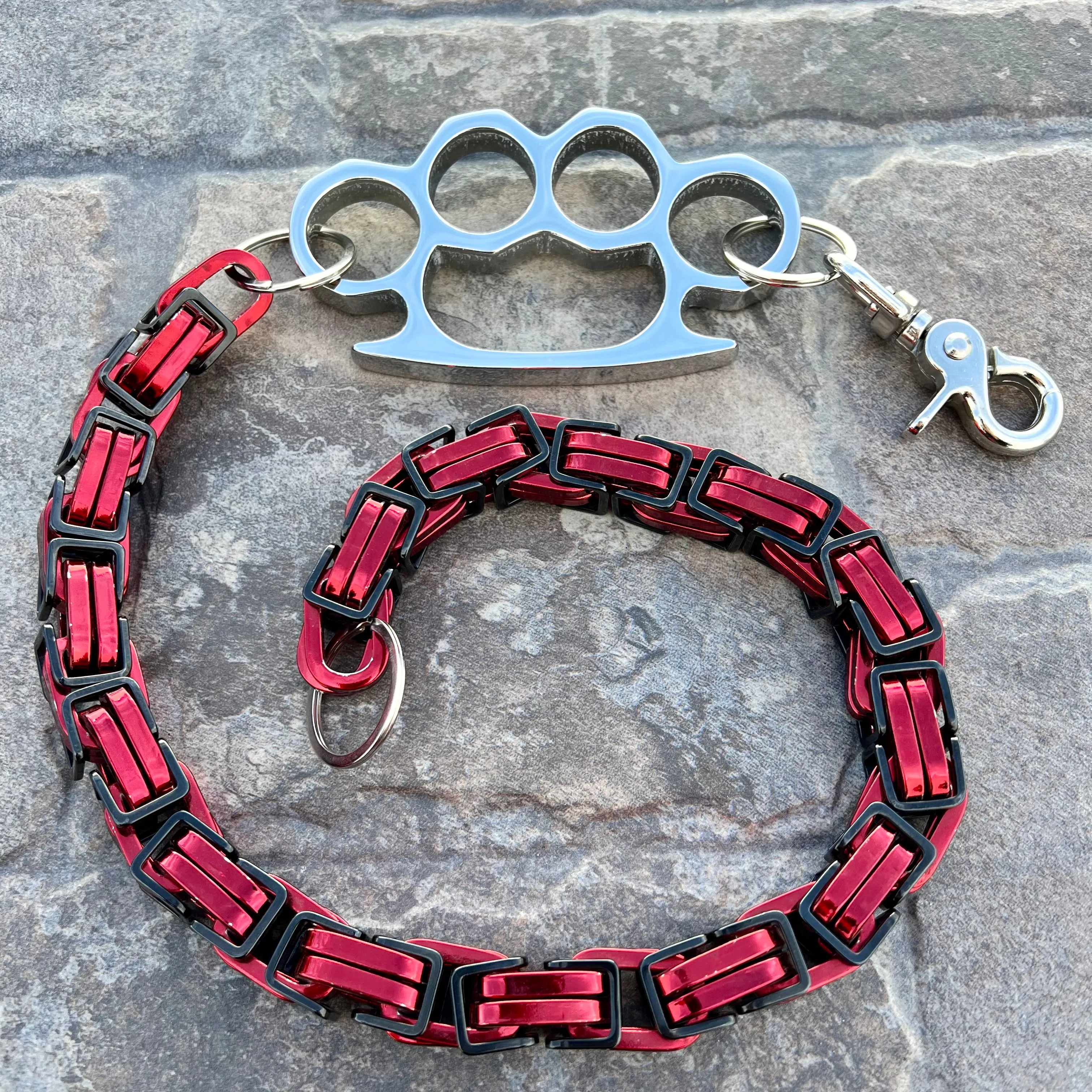 Four Finger Wallet Chain - Black & Red Daytona CVO - W/ Polished Four Finger Ring - WCK27CVO