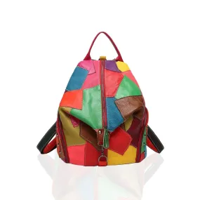 Genuine Leather Bag with Patchwork Design MultiColor and Black