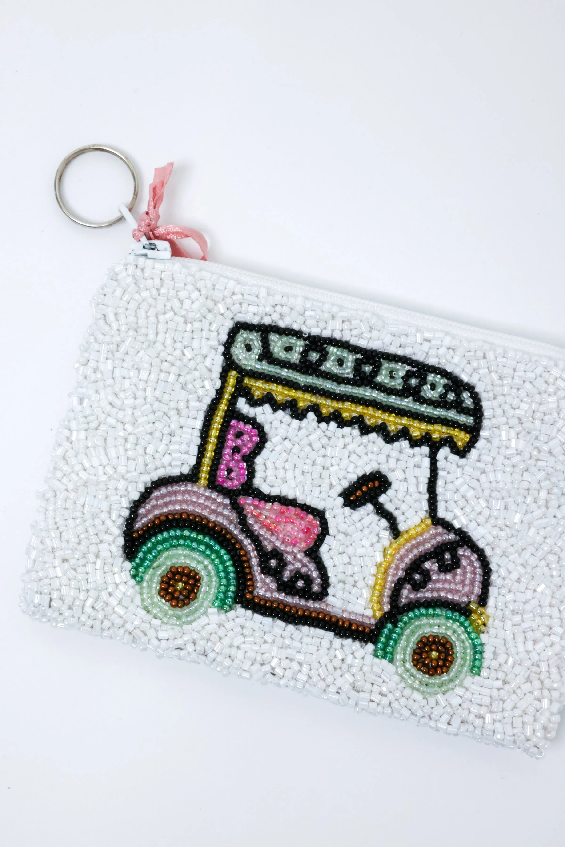 Golf Cart Beaded Coin Purse