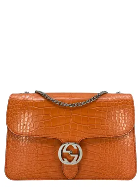 Gucci Coral Crocodile Interlocking GG Shoulder Bag