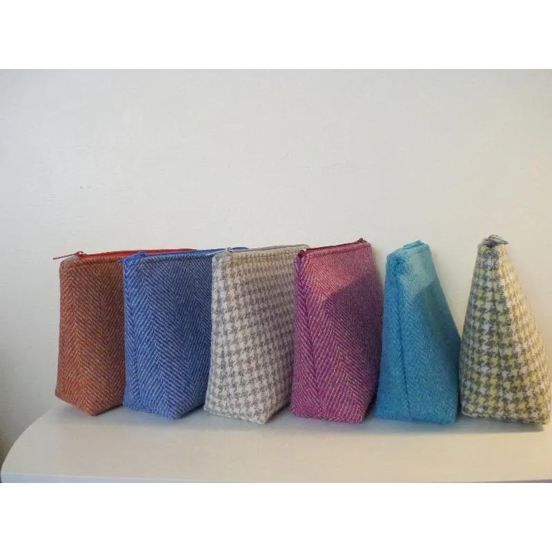 Harris Tweed Cosmetic Bag - Mint Herringbone