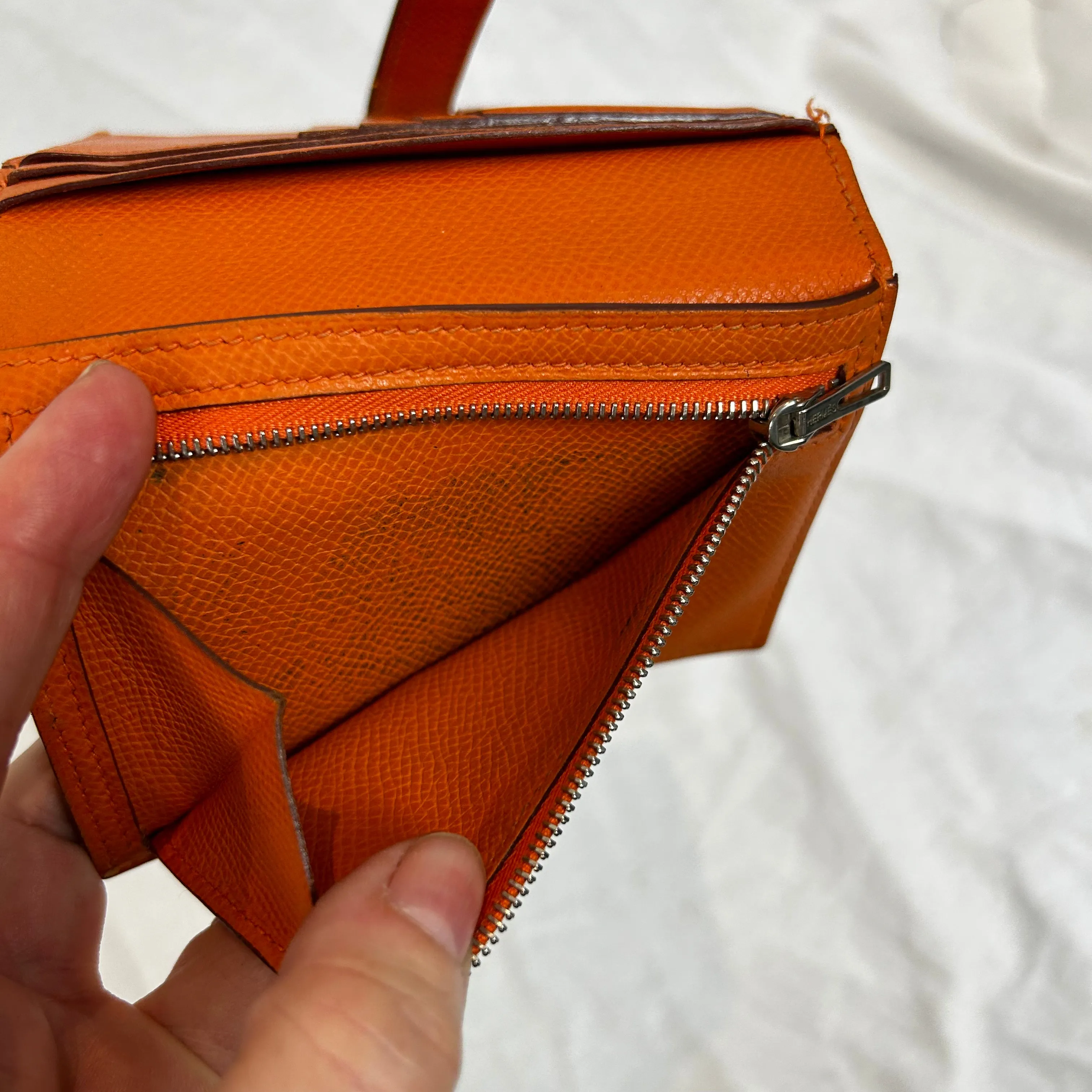 Hermes Orange Bearn Compact Wallet