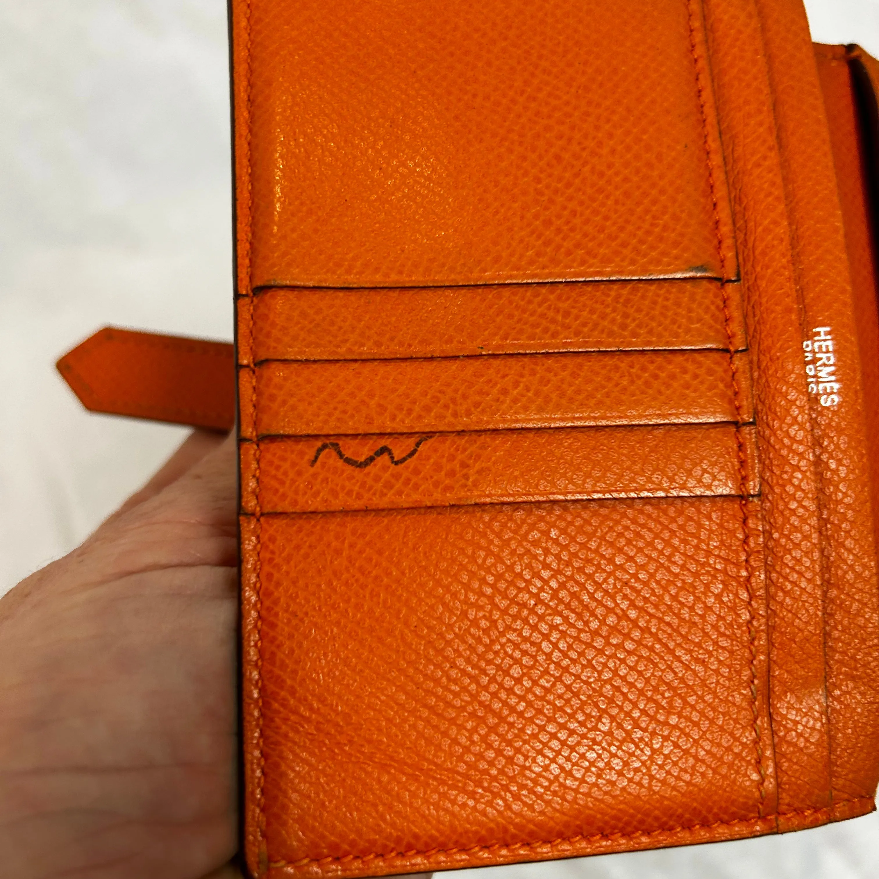 Hermes Orange Bearn Compact Wallet