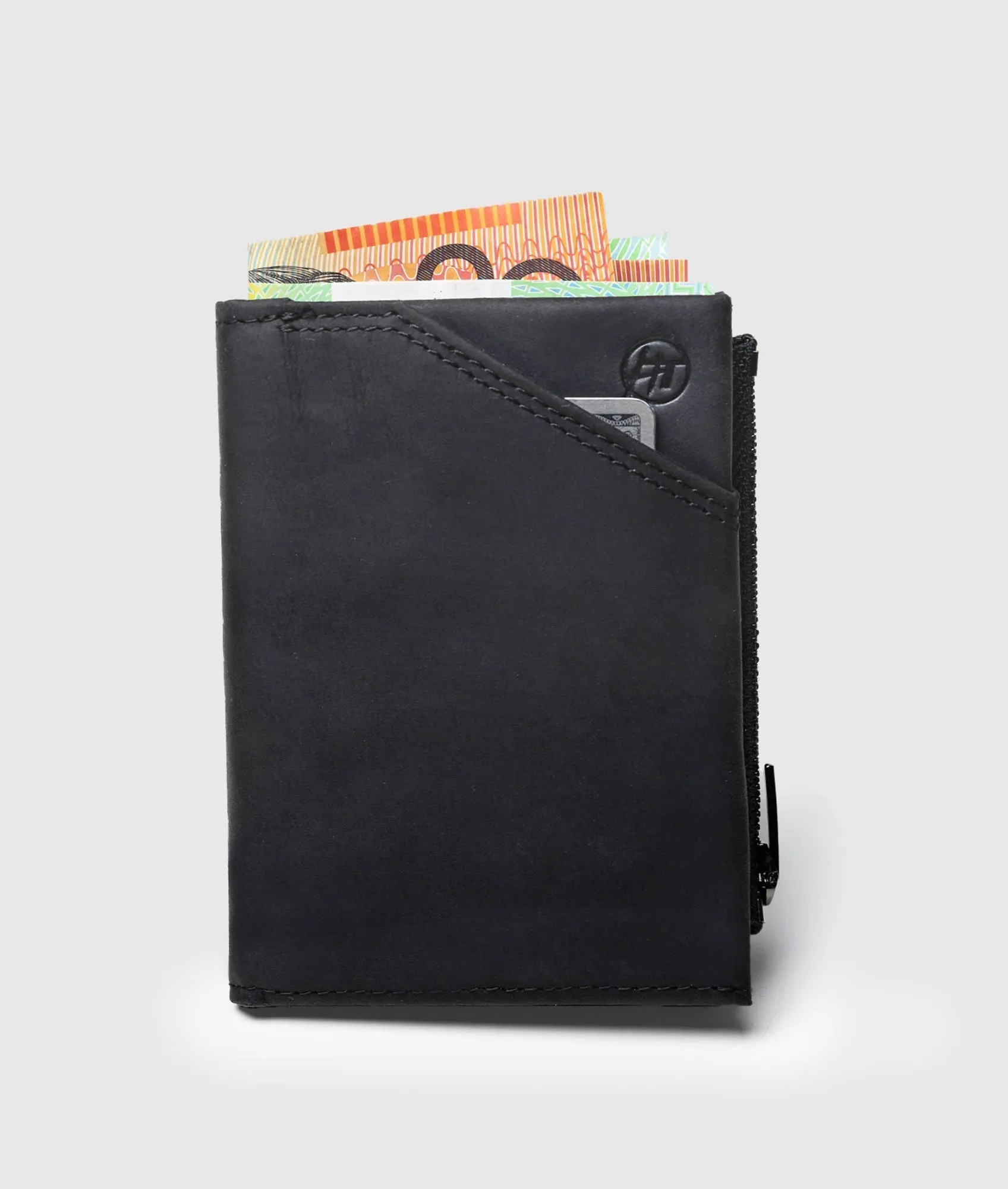 Higashi Black/Suede Vertical Wallet