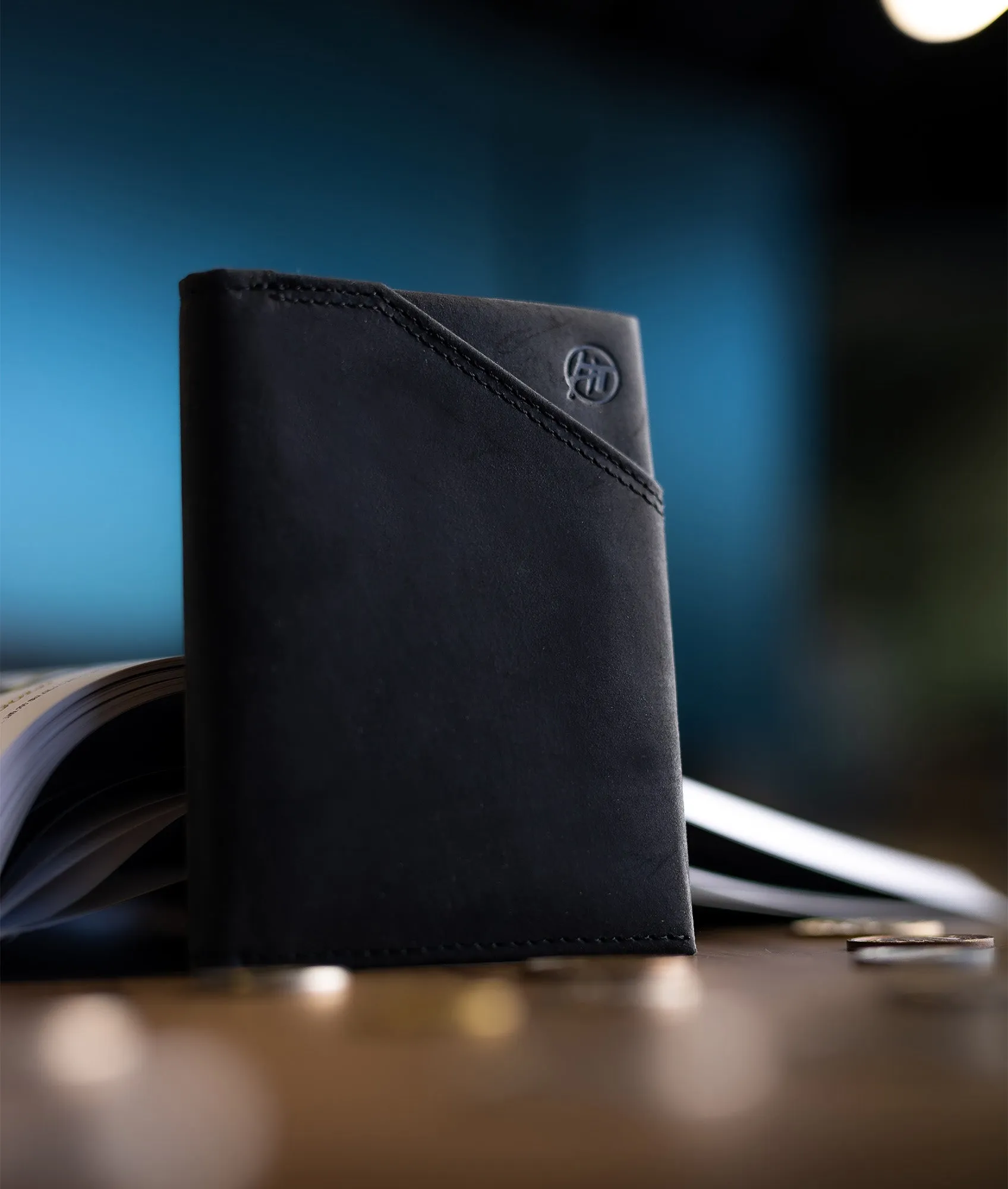 Higashi Black/Suede Vertical Wallet