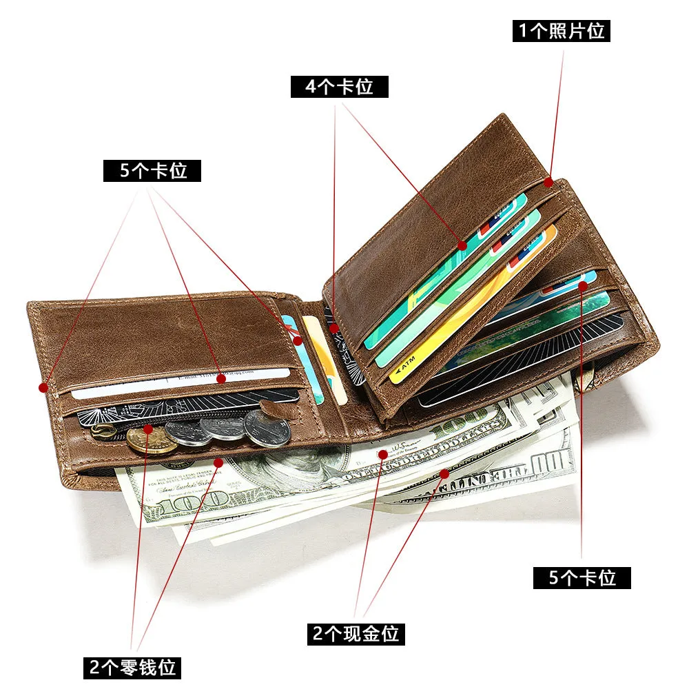 INSTOCK-Genuine leather multi-card slot men's wallet purse