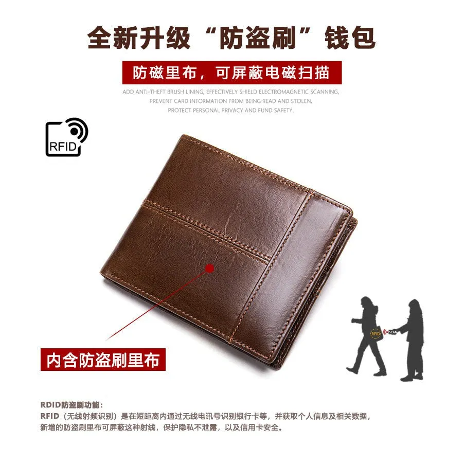 INSTOCK-Genuine leather multi-card slot men's wallet purse