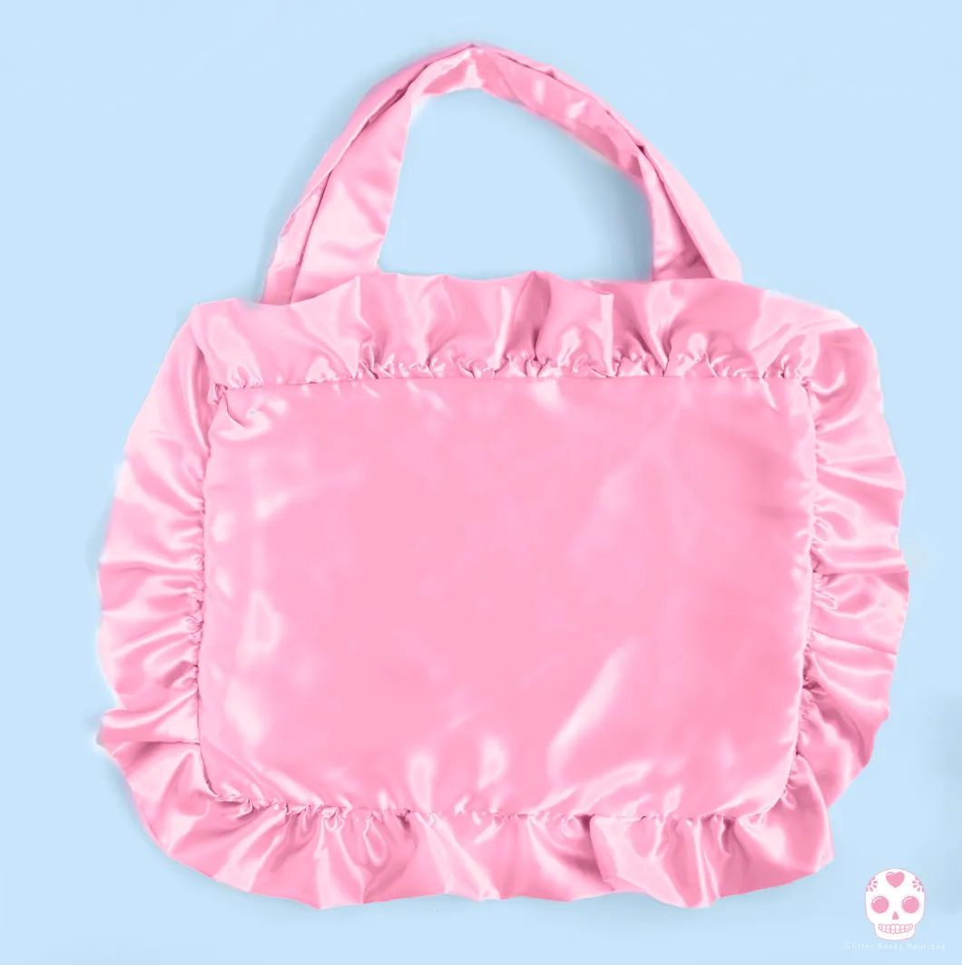 Japanese Style Satin Ruffle Tote Bag