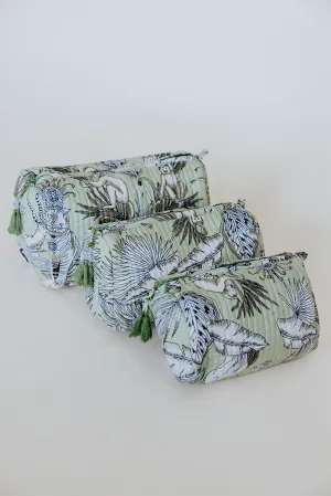 Kantha Toiletry Pouches - Key Lime Rainforest