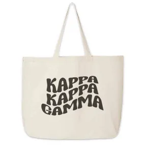 Kappa Kappa Gamma Large Canvas Sorority Tote Bag with Simple Mod Design