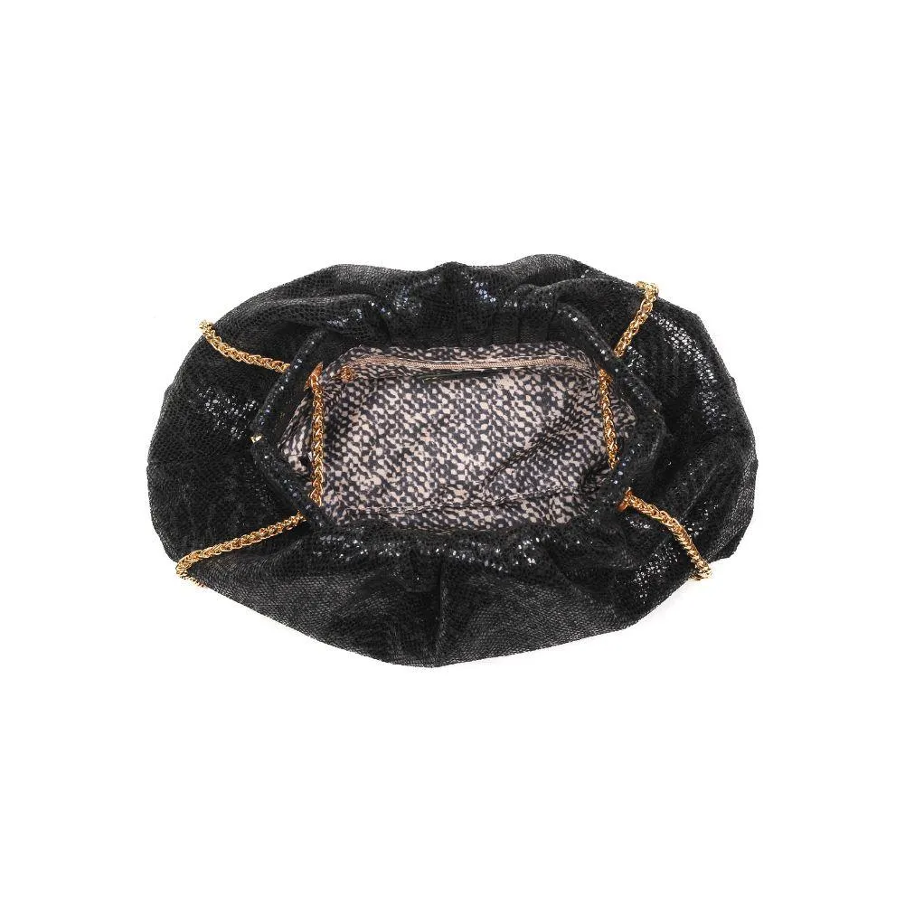 Kira Clutch in Snakeskin Black