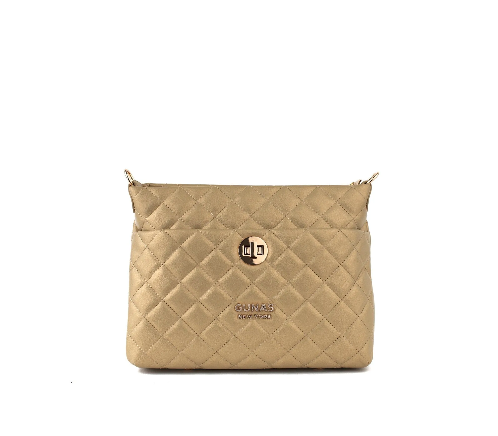 Koi Quilted Vegan Leather Shoulder Bag | Gold