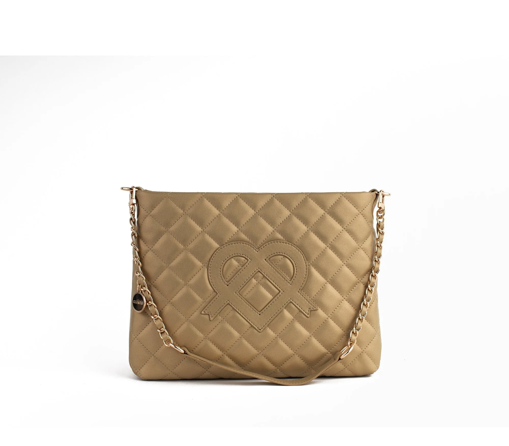 Koi Quilted Vegan Leather Shoulder Bag | Gold