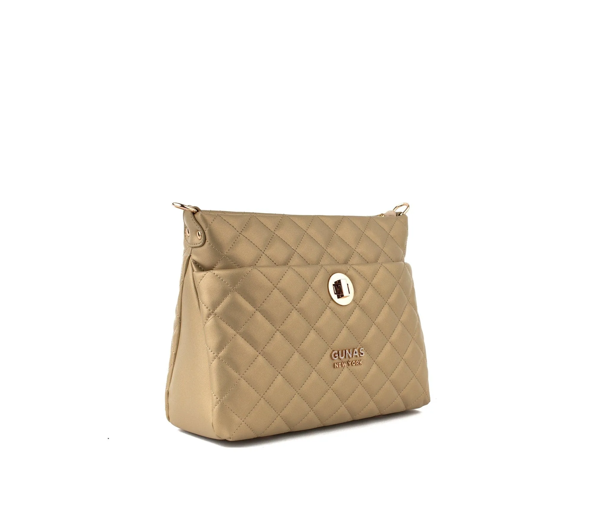 Koi Quilted Vegan Leather Shoulder Bag | Gold