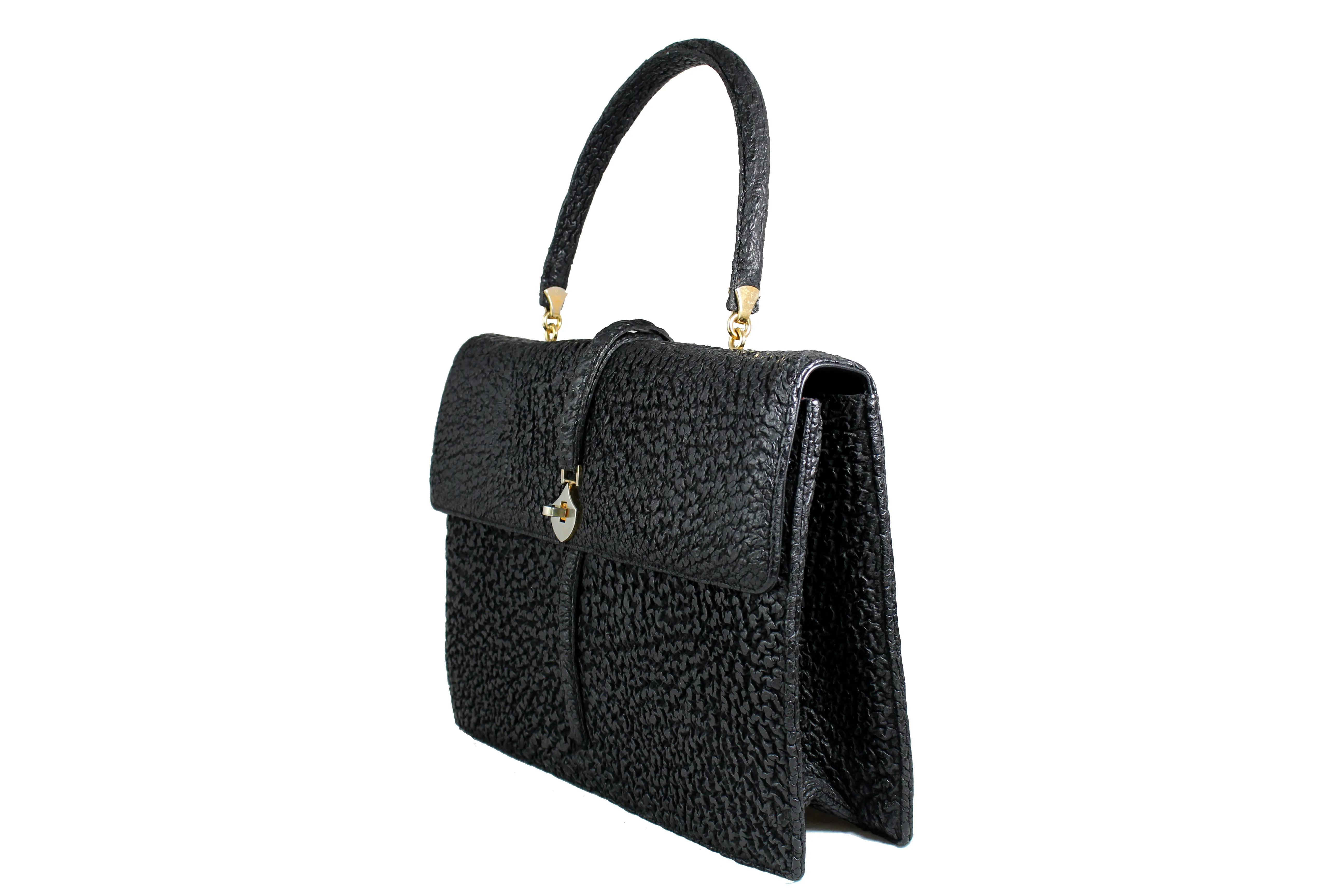 LOEWE black shark skin leather handbag