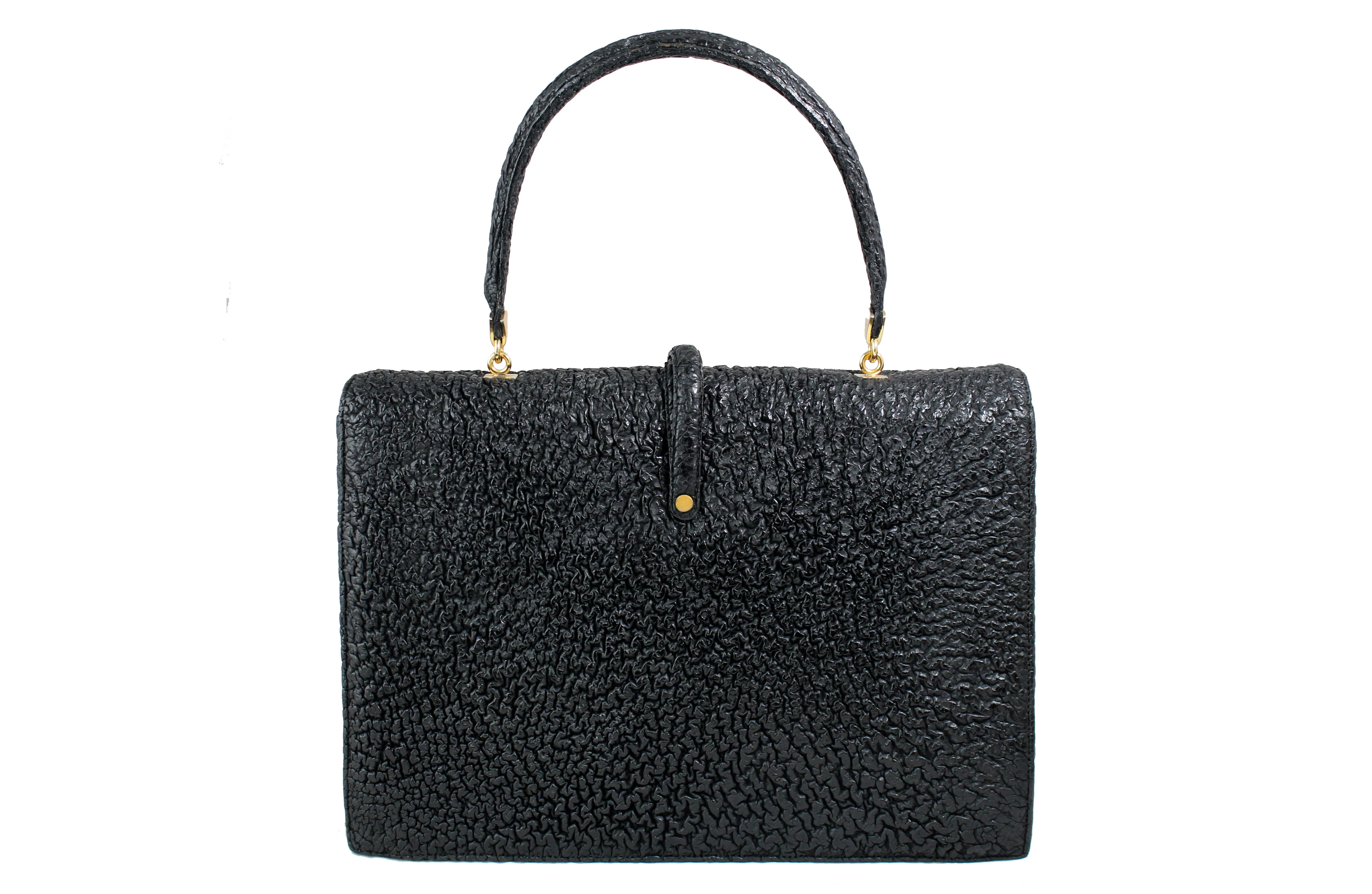 LOEWE black shark skin leather handbag