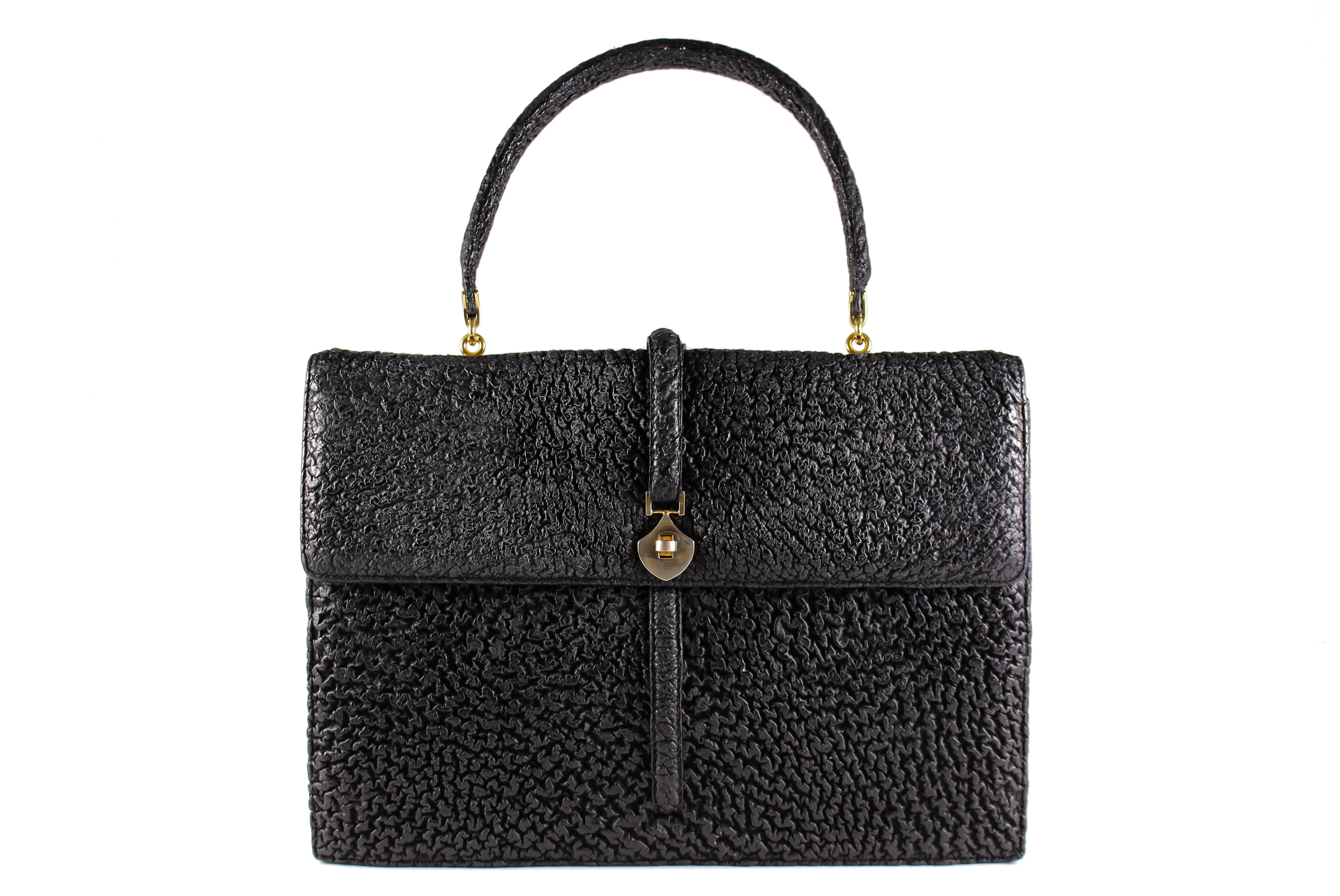 LOEWE black shark skin leather handbag