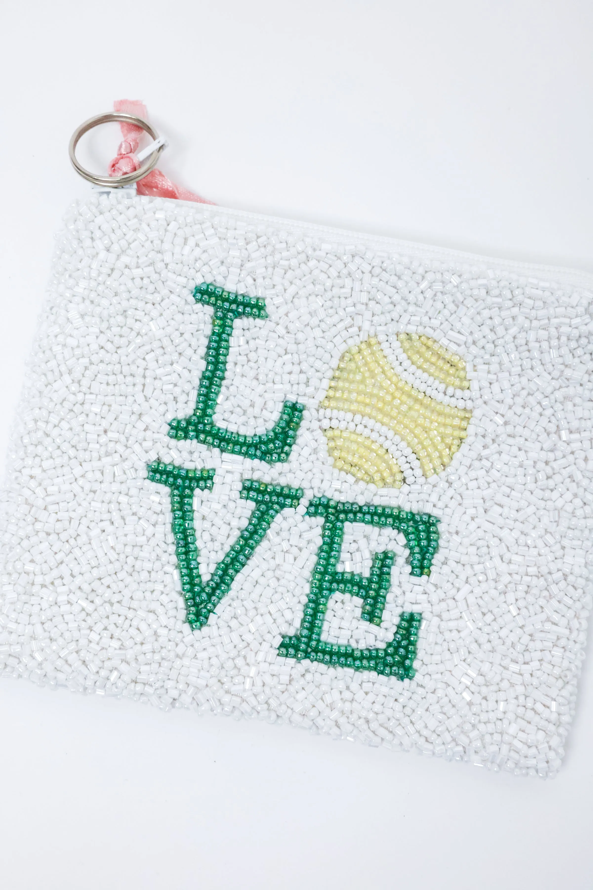 Love Tennis Ball Beaded Coin Purse